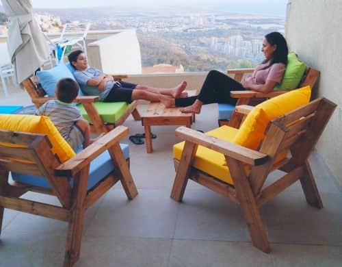 פינת ישיבה מעץ מלא 2+2+1+1