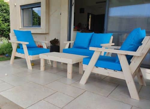 פינת ישיבה מעץ מלא 2+1+1