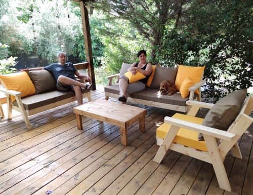 פינת ישיבה מעץ מלא 4+3+1