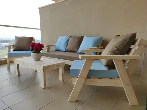 פינת ישיבה מעץ מלא 3+1+1