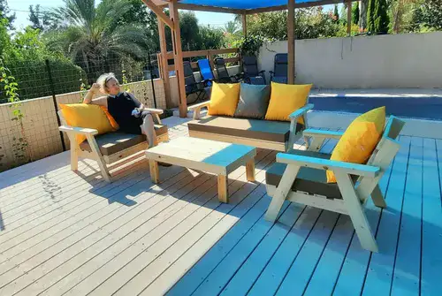 פינת ישיבה מעץ מלא 3+2+1